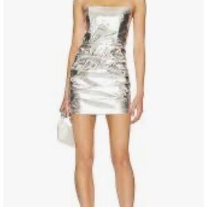Superdown Nellie Mini Dress Silver Womens M Ruched